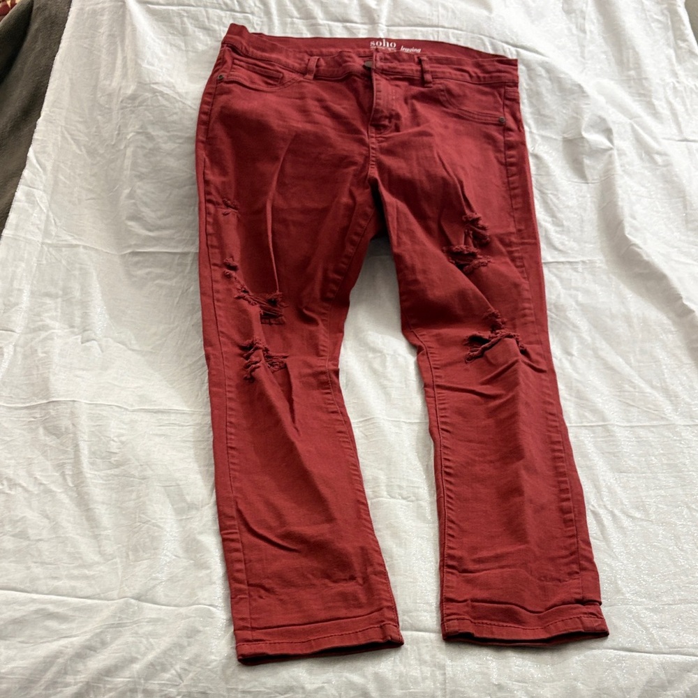 New York & Company Burnt Orange Distressed Jeggings
